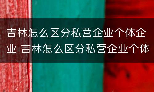 吉林怎么区分私营企业个体企业 吉林怎么区分私营企业个体企业和企业