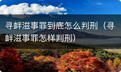 寻衅滋事罪到底怎么判刑（寻衅滋事罪怎样判刑）