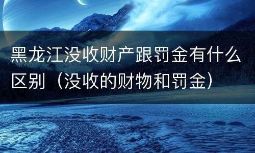黑龙江没收财产跟罚金有什么区别（没收的财物和罚金）