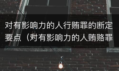 对有影响力的人行贿罪的断定要点（对有影响力的人贿赂罪）