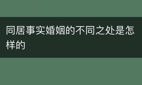同居事实婚姻的不同之处是怎样的