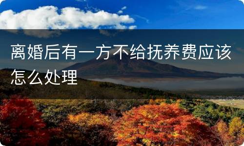 离婚后有一方不给抚养费应该怎么处理