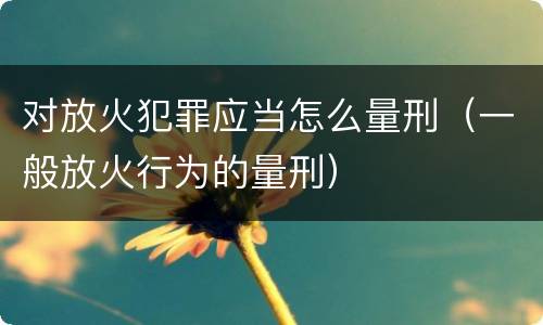 对放火犯罪应当怎么量刑（一般放火行为的量刑）