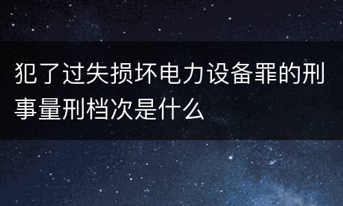 犯了过失损坏电力设备罪的刑事量刑档次是什么