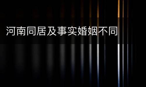 河南同居及事实婚姻不同
