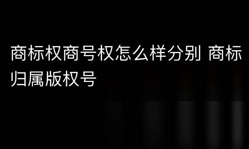 商标权商号权怎么样分别 商标归属版权号