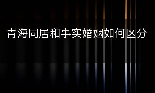 青海同居和事实婚姻如何区分