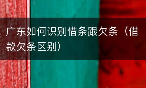 广东如何识别借条跟欠条（借款欠条区别）