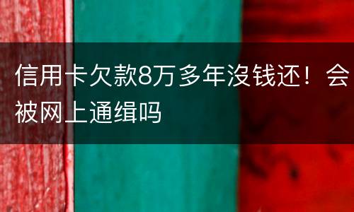 信用卡欠款8万多年沒钱还！会被网上通缉吗