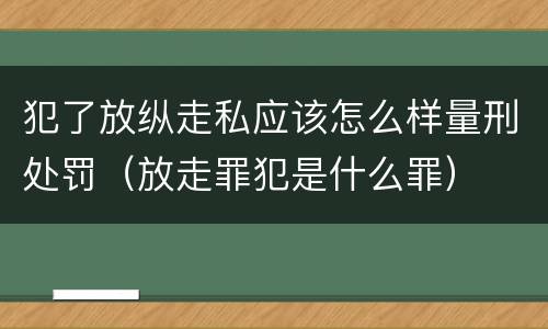 犯了放纵走私应该怎么样量刑处罚（放走罪犯是什么罪）