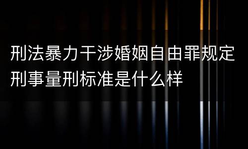 刑法暴力干涉婚姻自由罪规定刑事量刑标准是什么样