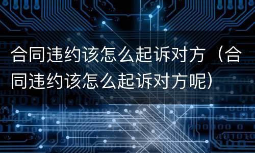 合同违约该怎么起诉对方（合同违约该怎么起诉对方呢）