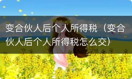 变合伙人后个人所得税（变合伙人后个人所得税怎么交）