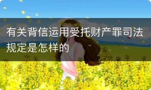 有关背信运用受托财产罪司法规定是怎样的