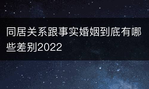 同居关系跟事实婚姻到底有哪些差别2022