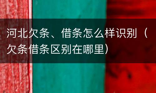 河北欠条、借条怎么样识别（欠条借条区别在哪里）