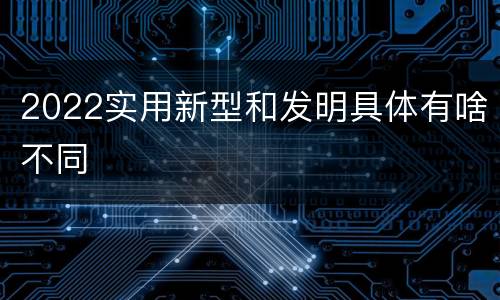 2022实用新型和发明具体有啥不同