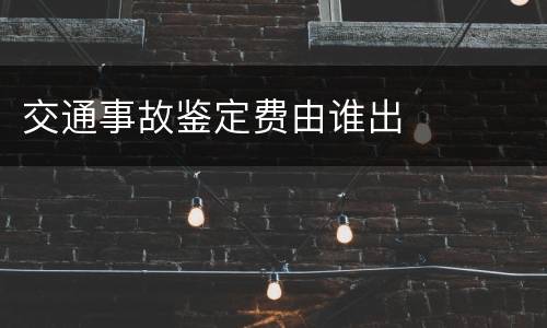 交通事故鉴定费由谁出