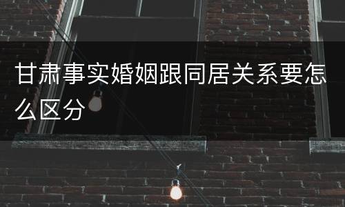 甘肃事实婚姻跟同居关系要怎么区分