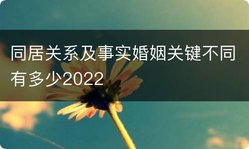 同居关系及事实婚姻关键不同有多少2022