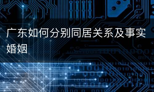 广东如何分别同居关系及事实婚姻