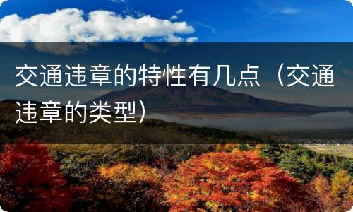 交通违章的特性有几点（交通违章的类型）