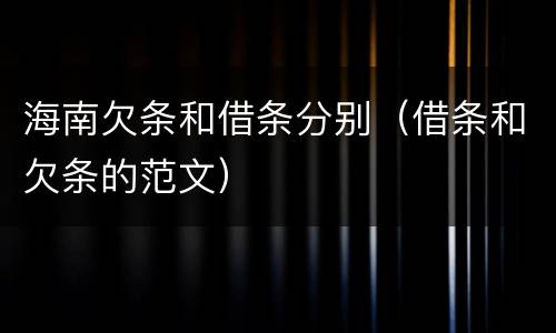 海南欠条和借条分别（借条和欠条的范文）