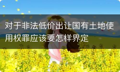 对于非法低价出让国有土地使用权罪应该要怎样界定