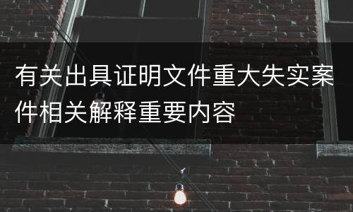 有关出具证明文件重大失实案件相关解释重要内容