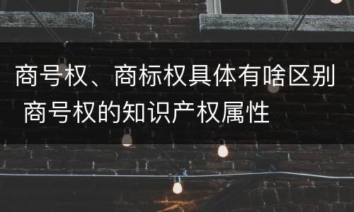 商号权、商标权具体有啥区别 商号权的知识产权属性