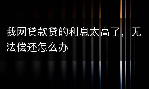 我网贷款贷的利息太高了，无法偿还怎么办