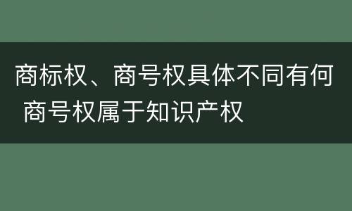 商标权、商号权具体不同有何 商号权属于知识产权