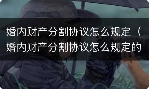 婚内财产分割协议怎么规定（婚内财产分割协议怎么规定的）
