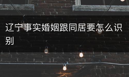 辽宁事实婚姻跟同居要怎么识别