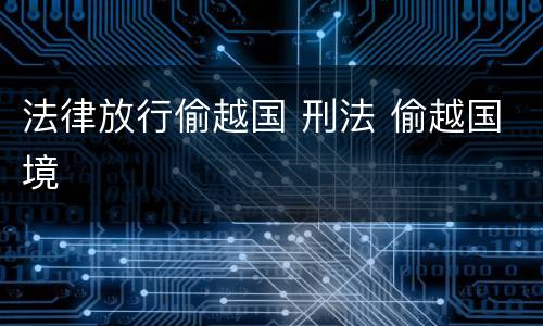 法律放行偷越国 刑法 偷越国境