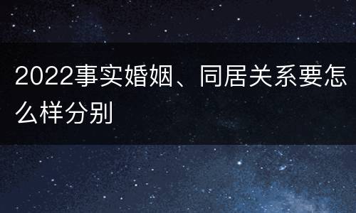 2022事实婚姻、同居关系要怎么样分别
