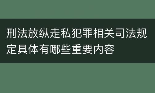 刑法放纵走私犯罪相关司法规定具体有哪些重要内容