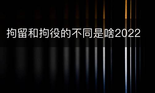 拘留和拘役的不同是啥2022