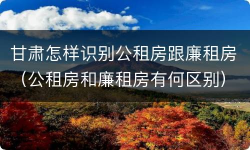 甘肃怎样识别公租房跟廉租房（公租房和廉租房有何区别）