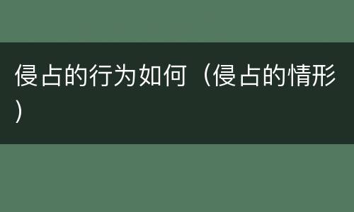 侵占的行为如何（侵占的情形）