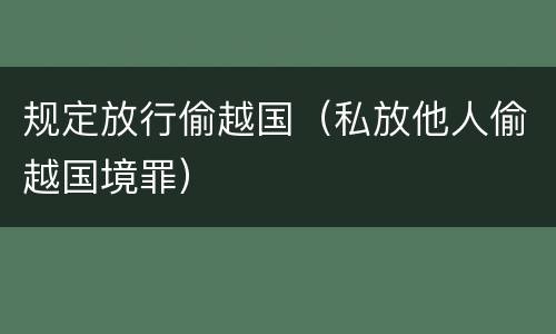 规定放行偷越国（私放他人偷越国境罪）