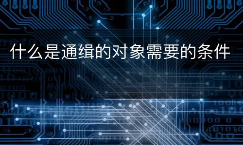 什么是通缉的对象需要的条件
