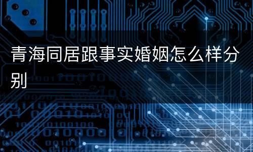 青海同居跟事实婚姻怎么样分别