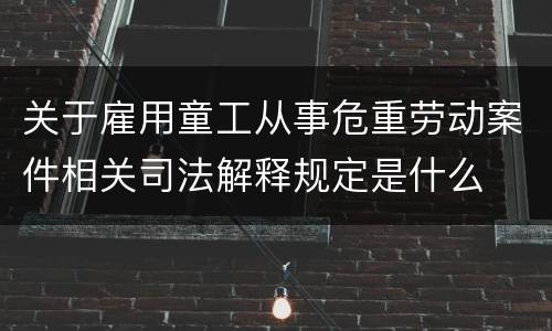 关于雇用童工从事危重劳动案件相关司法解释规定是什么