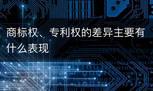 商标权、专利权的差异主要有什么表现