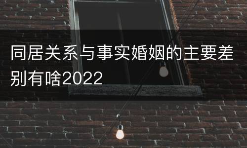 同居关系与事实婚姻的主要差别有啥2022
