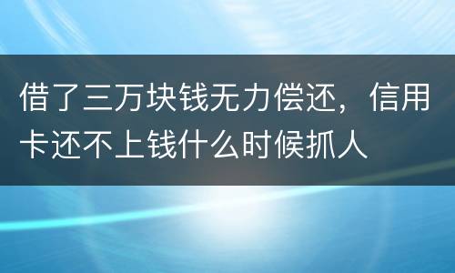 借了三万块钱无力偿还，信用卡还不上钱什么时候抓人