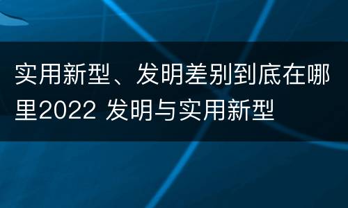 实用新型、发明差别到底在哪里2022 发明与实用新型