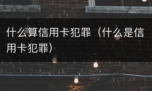 什么算信用卡犯罪（什么是信用卡犯罪）