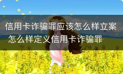 信用卡诈骗罪应该怎么样立案 怎么样定义信用卡诈骗罪